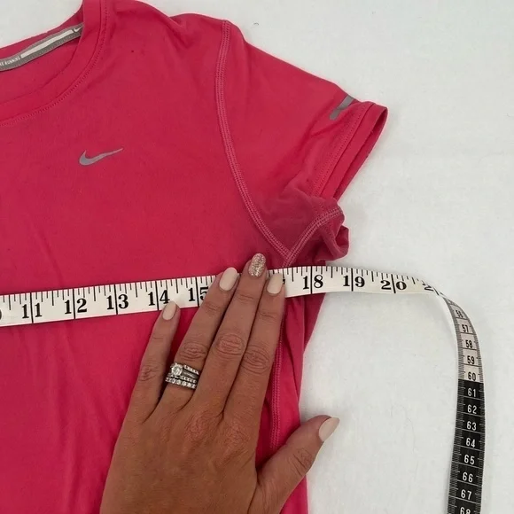 NIKE Women’s Dri-Fit Running Short Sleeved Athletic T-Shirt Pink size: Medium - Picture 7 of 8